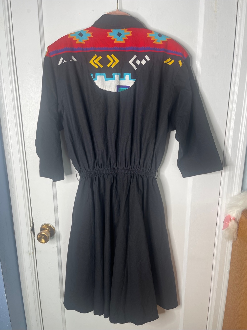 90s Western Dress 10 D. Frank USA Rodeo Queen Cowgirl Vintage Black Beads Fringe - Picture 10 of 15